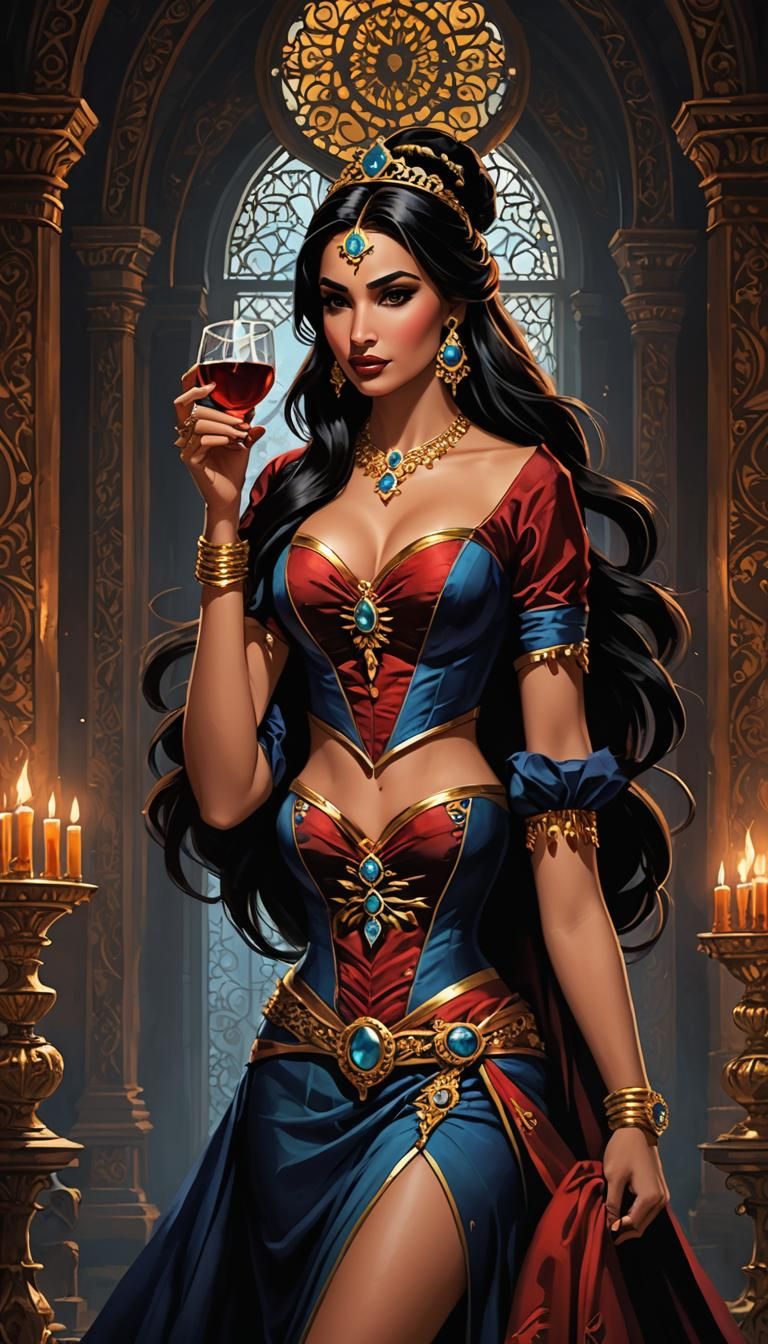 Vampire Princess Jasmine in Gothic Horror Style