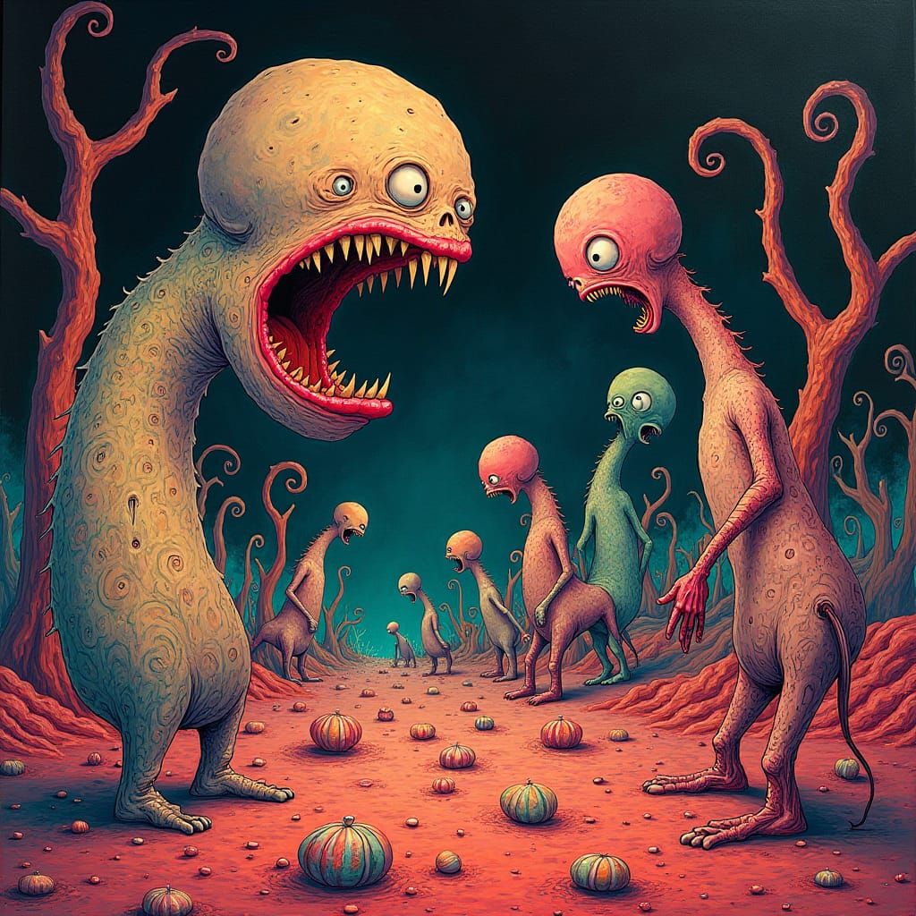 Nightmarish Candyland in Junji Ito Horror Style