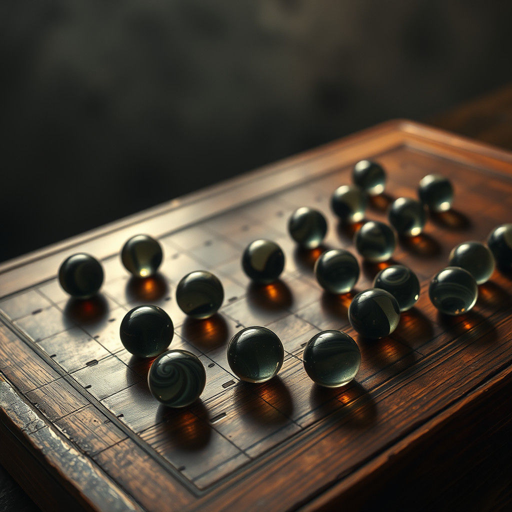 Vintage Marble Solitaire Game in Moody Lighting