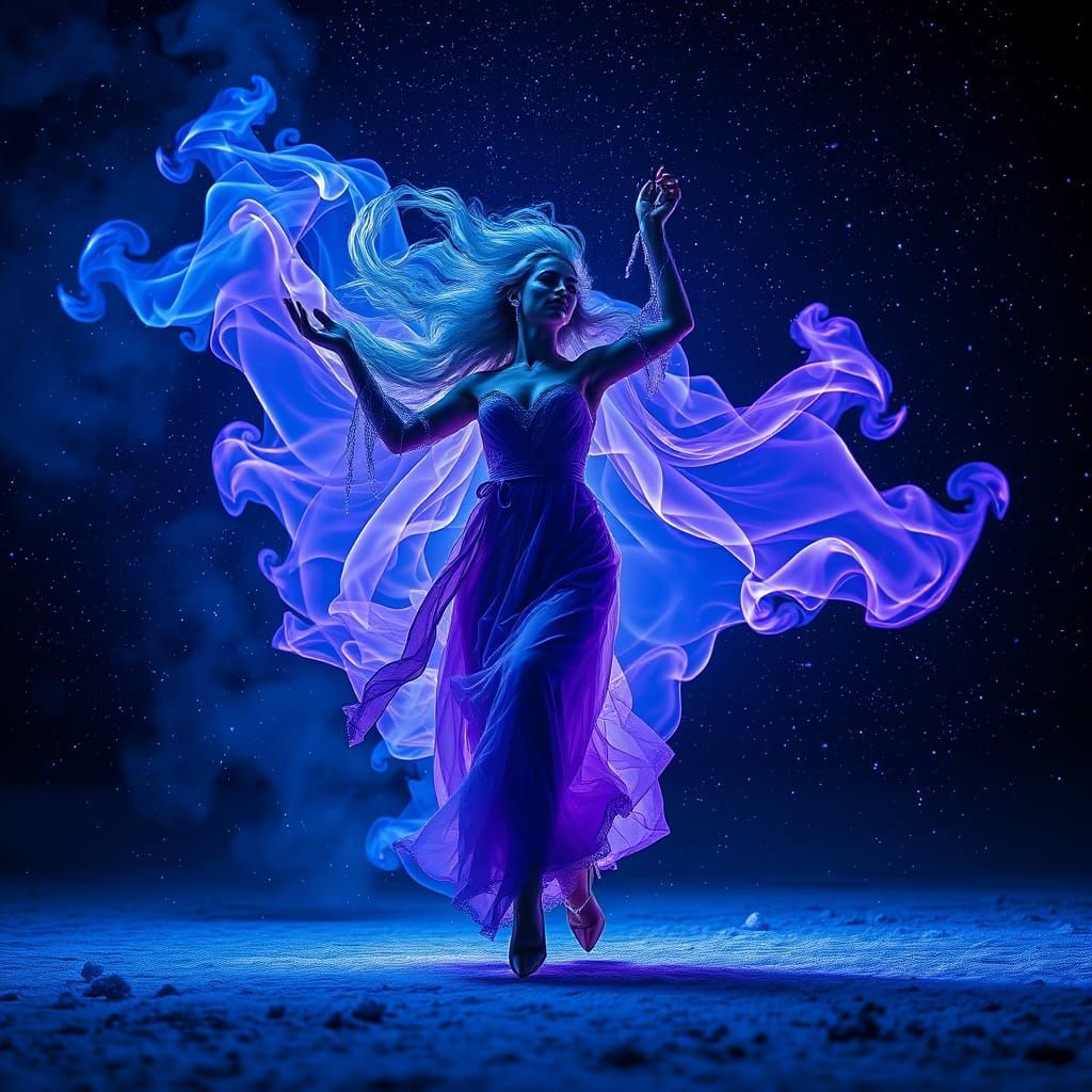 Cosmic Woman Ignites Celestial Frost