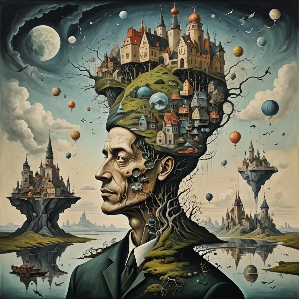 Elephant on Ant: A Surrealist Oil Painting