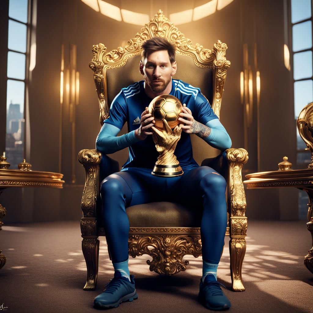 Messi Celebrates World Cup Victory on Golden Throne