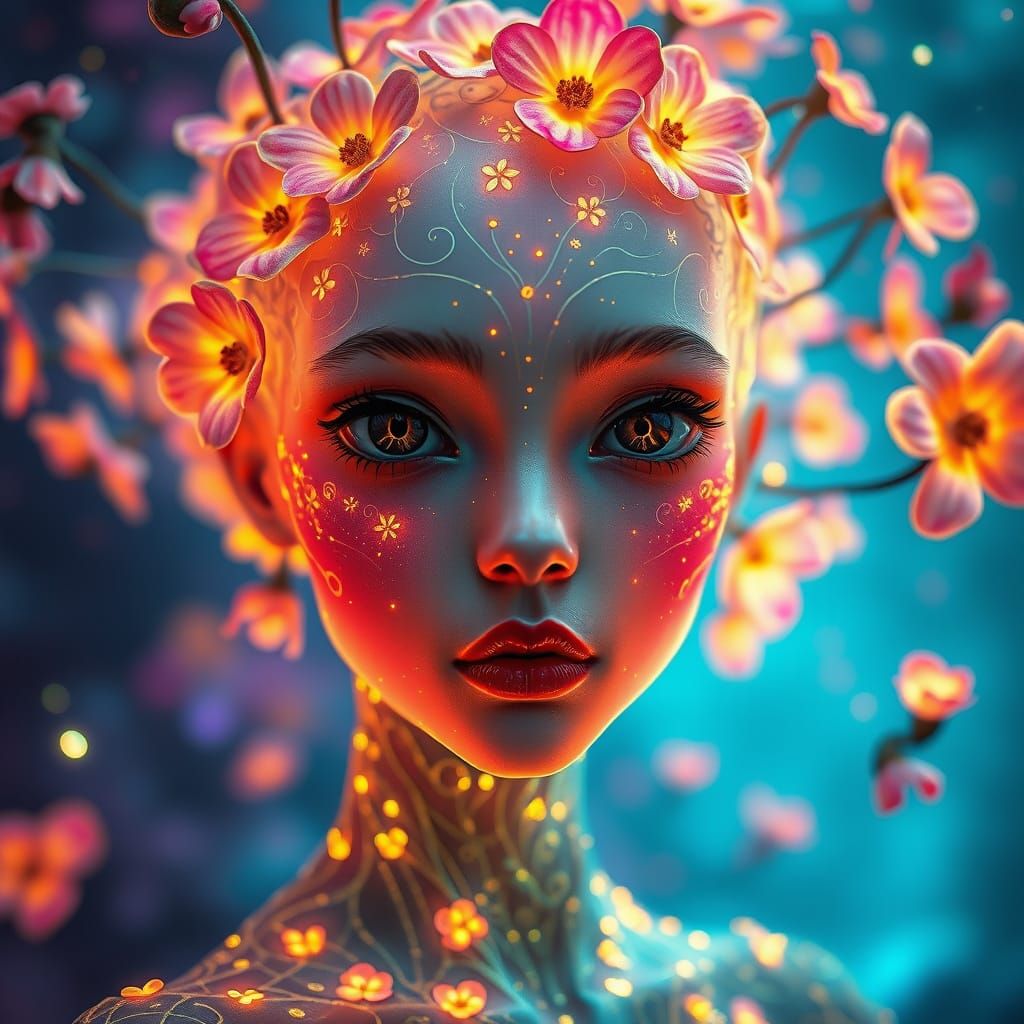 Ethereal Alien Princess in Cosmic Bloom