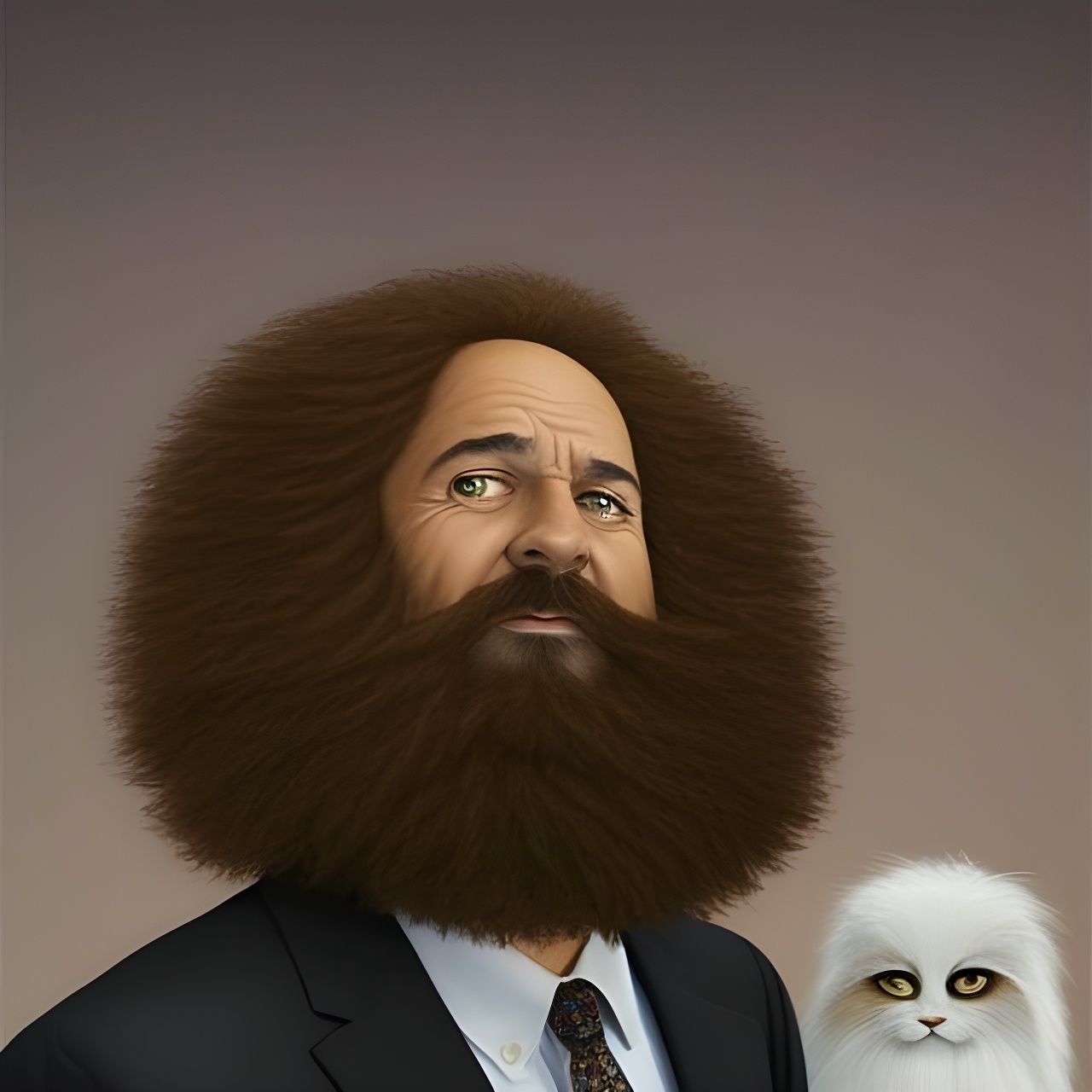 Satirical Portrait of a Bald Bearded Manager