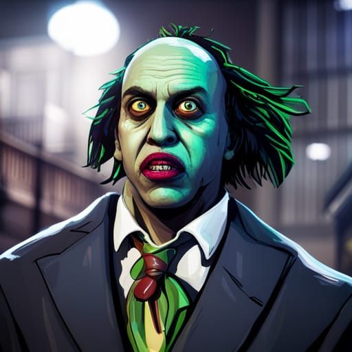 Beetlejuice Caricature in Detailed Street Art Style