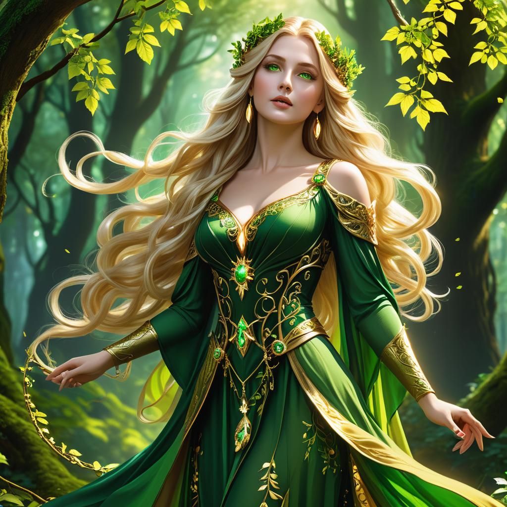 Forest Goddess in Ethereal Fantasy Art Style