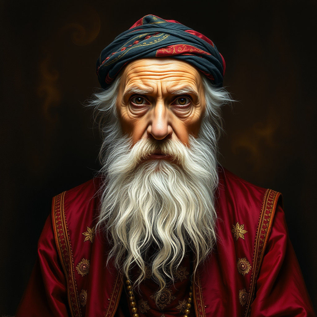 Mystical Gypsy Fortune Teller Portrait in Oil Painting Style