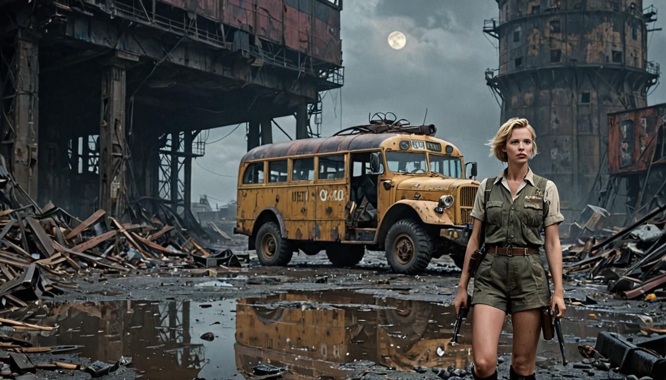 Wasteland Girl with Luger Pistol: 1940s Masterpiece