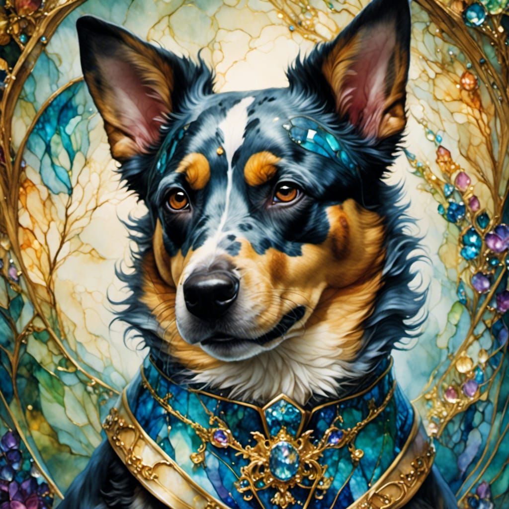 Epic Bluey the Blue Heeler in Fantasy Ink