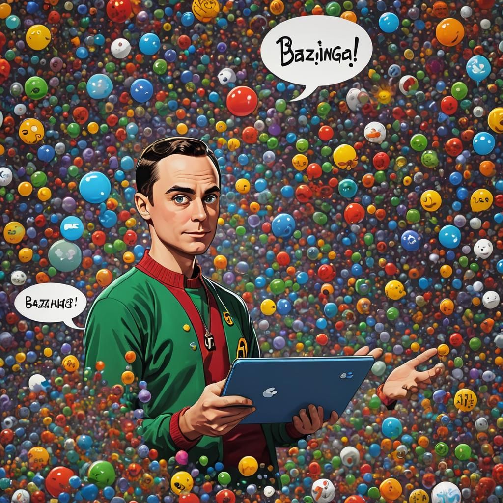 Sheldon Cooper Saying Bazinga in Detailed Digital Art