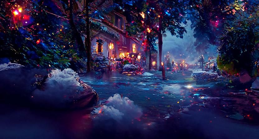 Comet's Fading Light in Dreamy Landscape