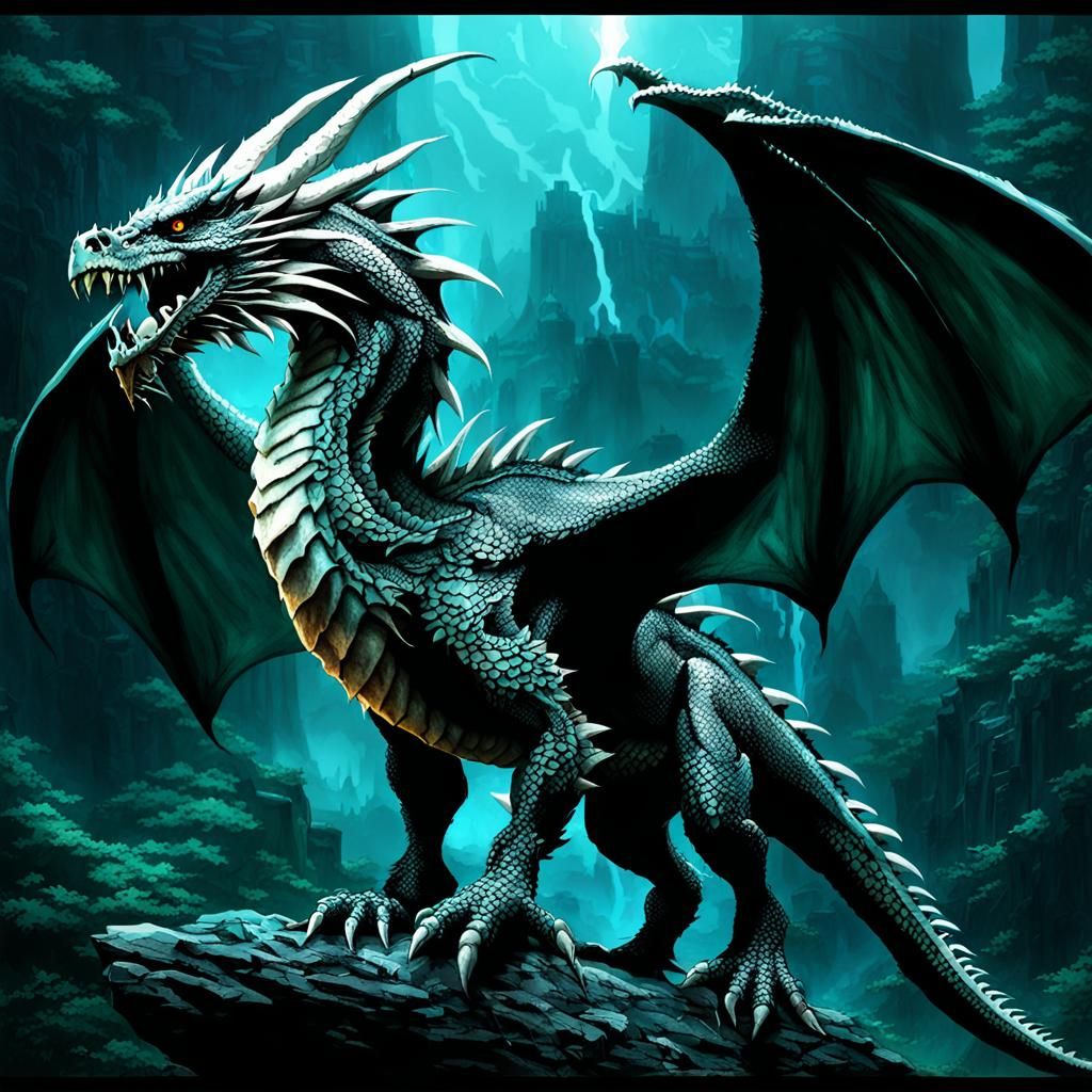 Fearsome Bone Dragon Illustration