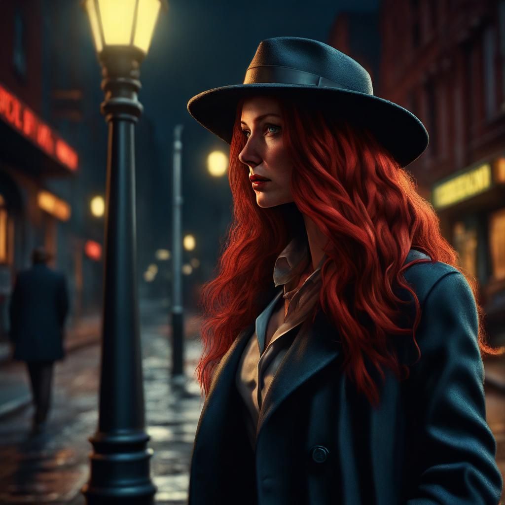 Film Noir Detective in Hyperrealistic Impasto Style