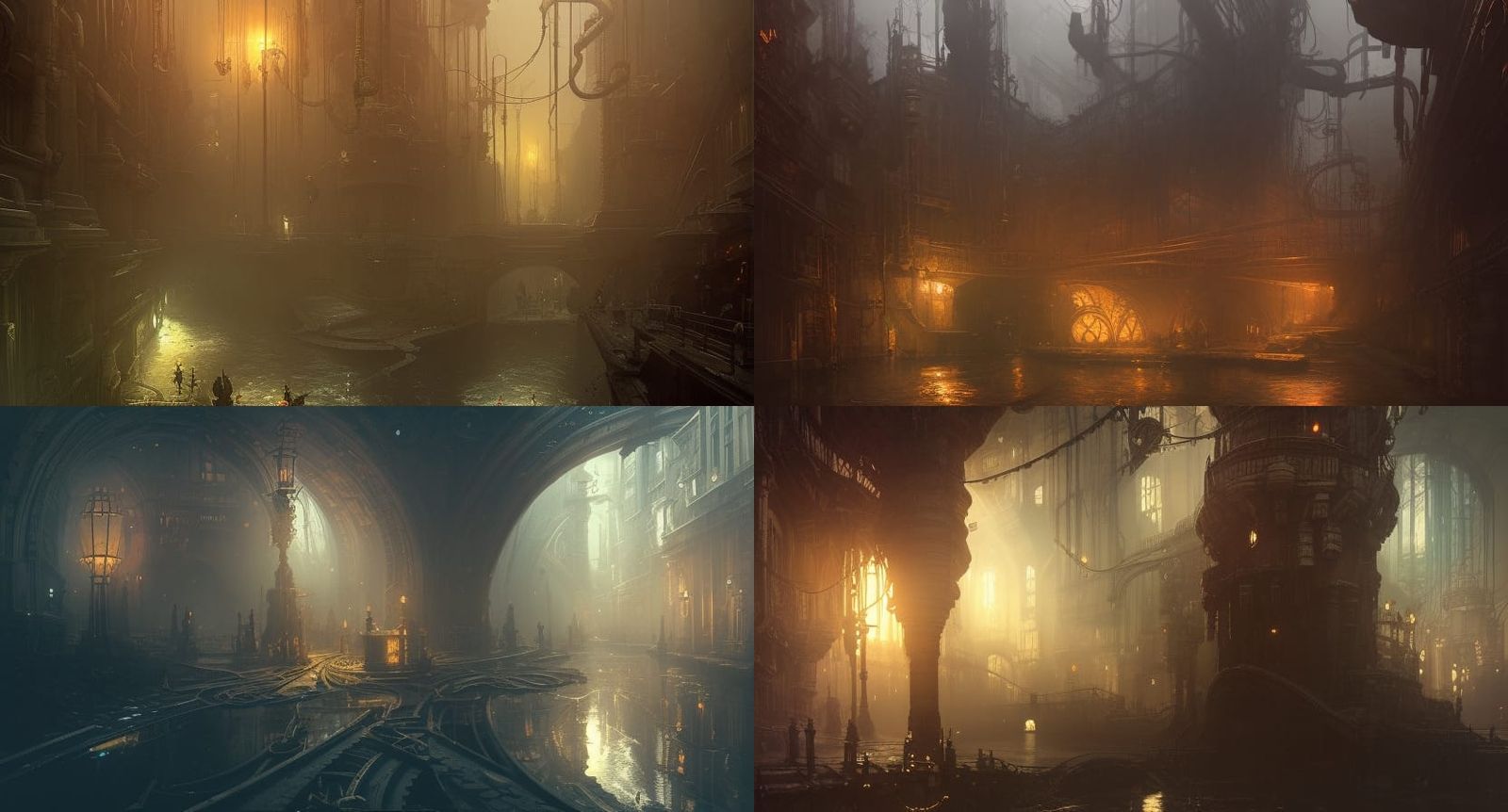 Steampunk Sewer Dark Fantasy Concept Art