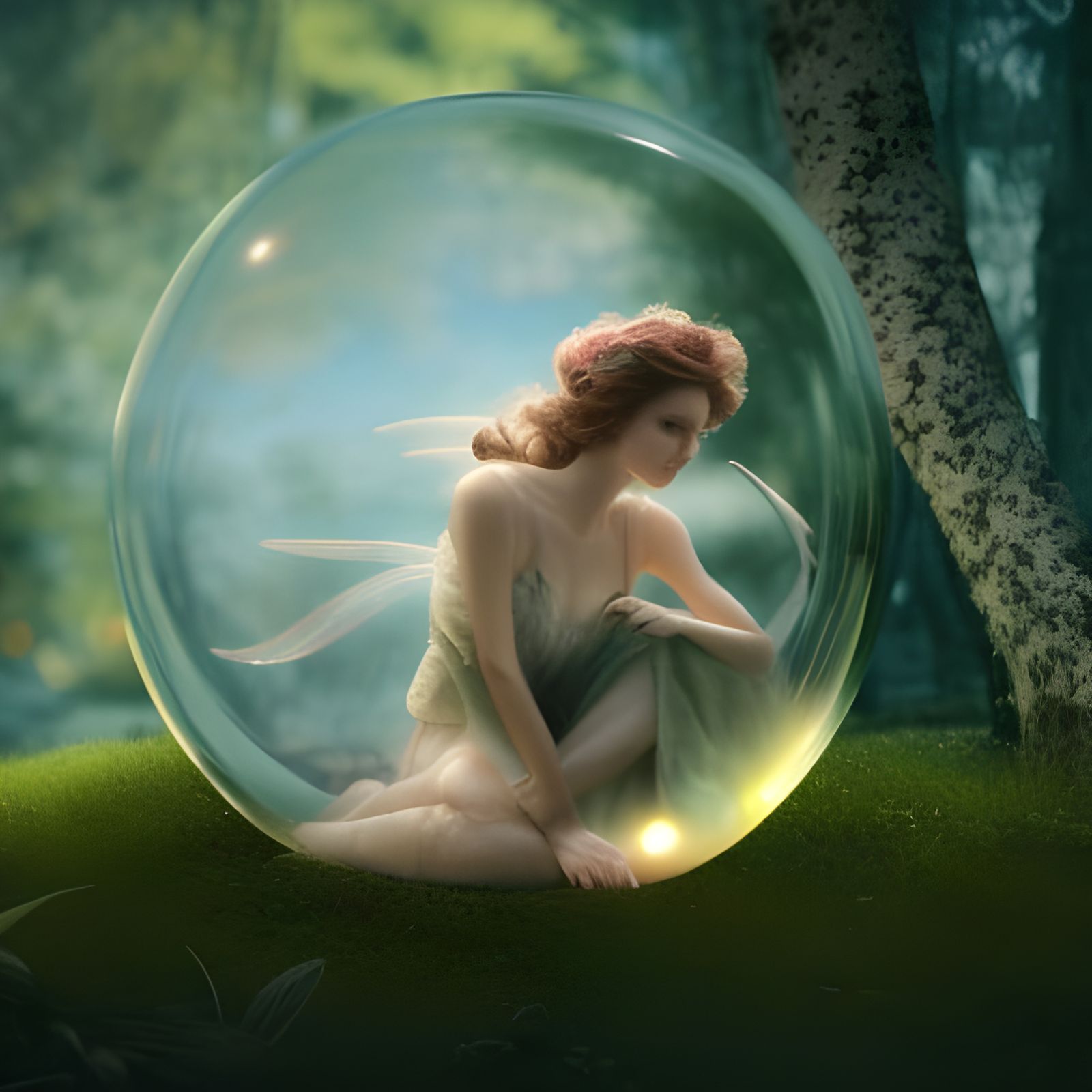 Fairy Encased in a Bubble: Digital Matte Painting