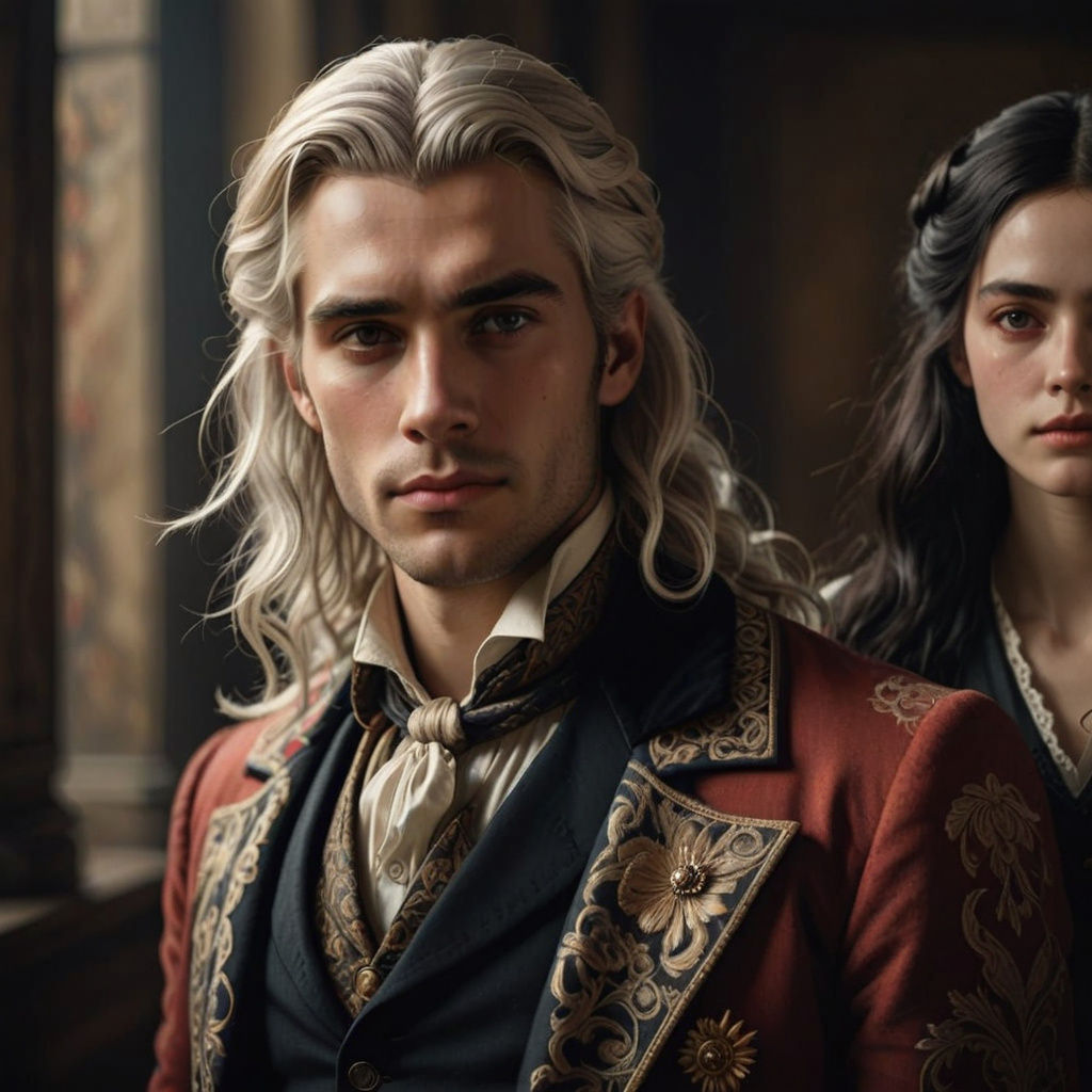 Hyper-Realistic Portrait of a Man with Long White Hair