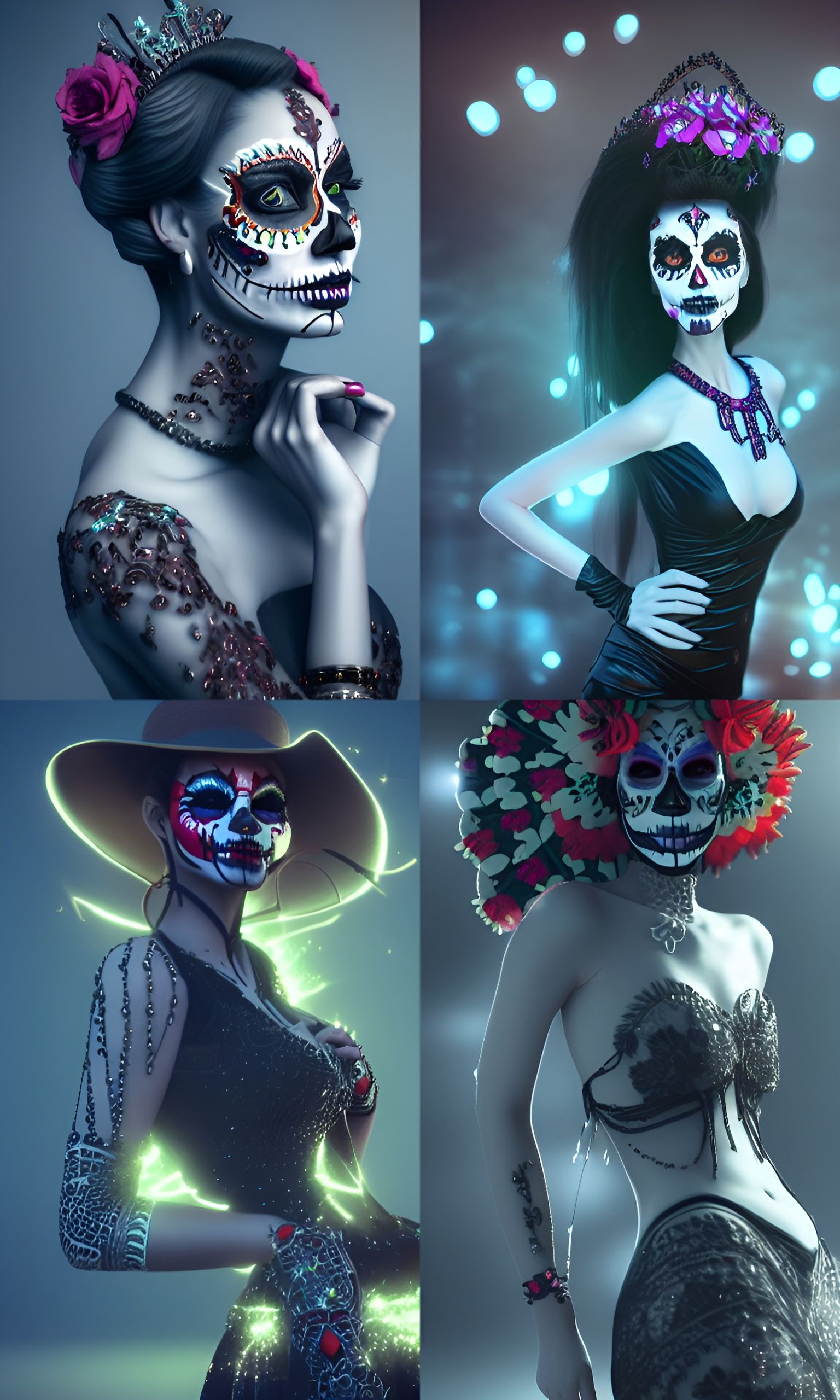Epic Catrina Portrait with Fire Sparkles