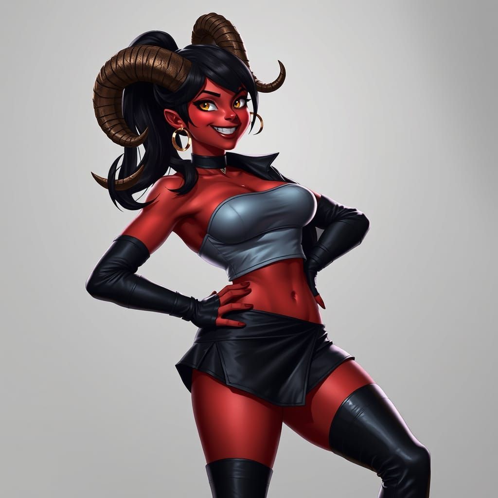 Bloodred Fantasy Woman in Photorealistic Style