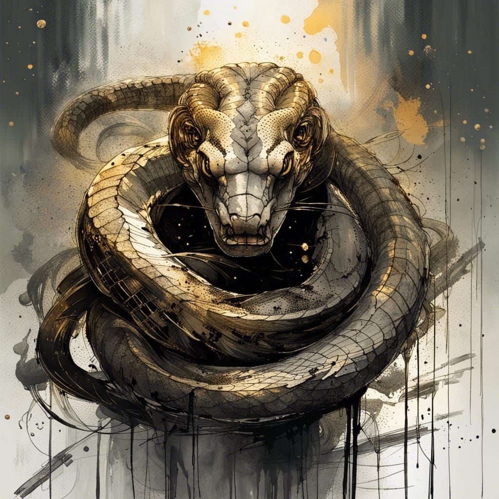 Eldritch Cobra Snake in Dissolving Ink