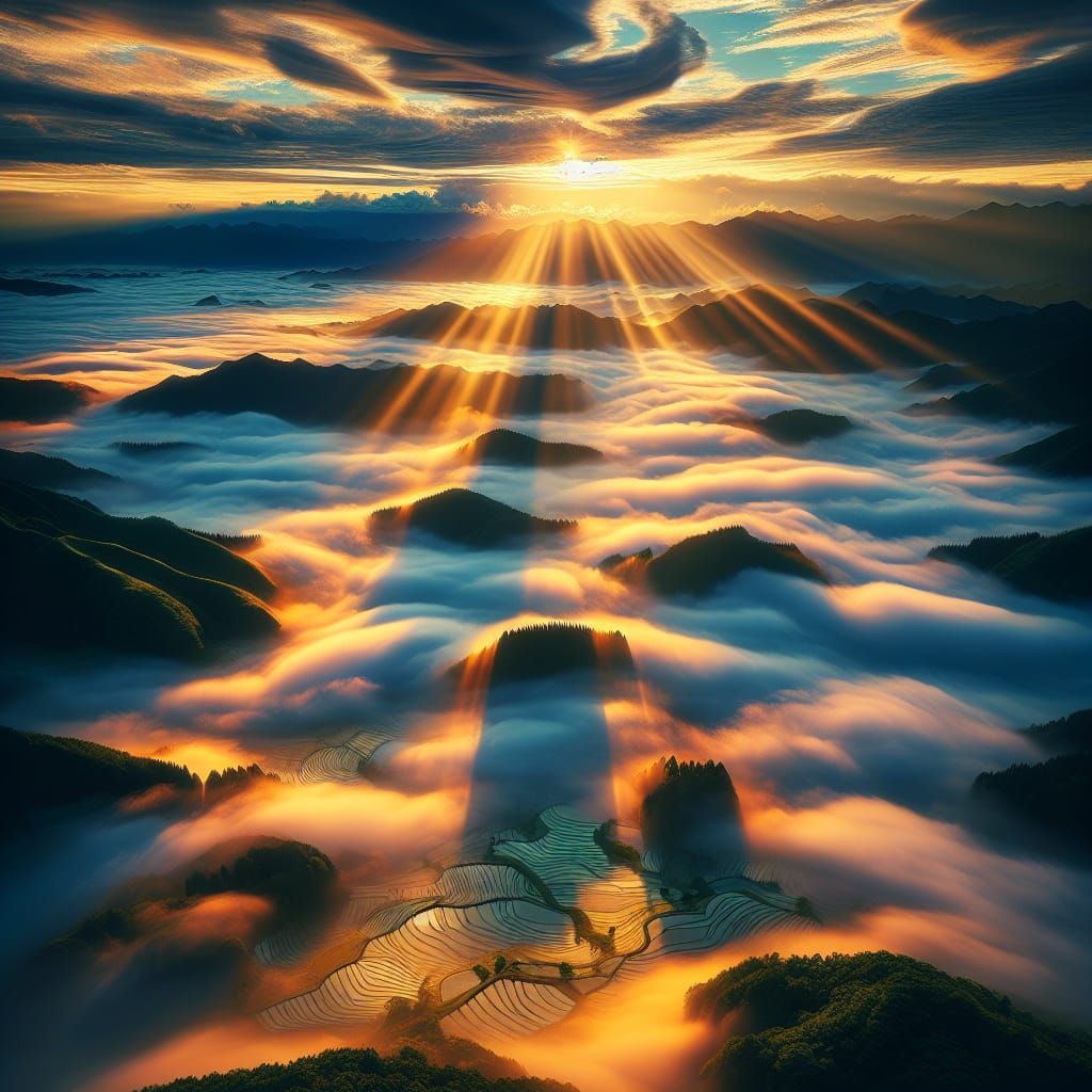 Angel's Ladder in Niigata, Japan