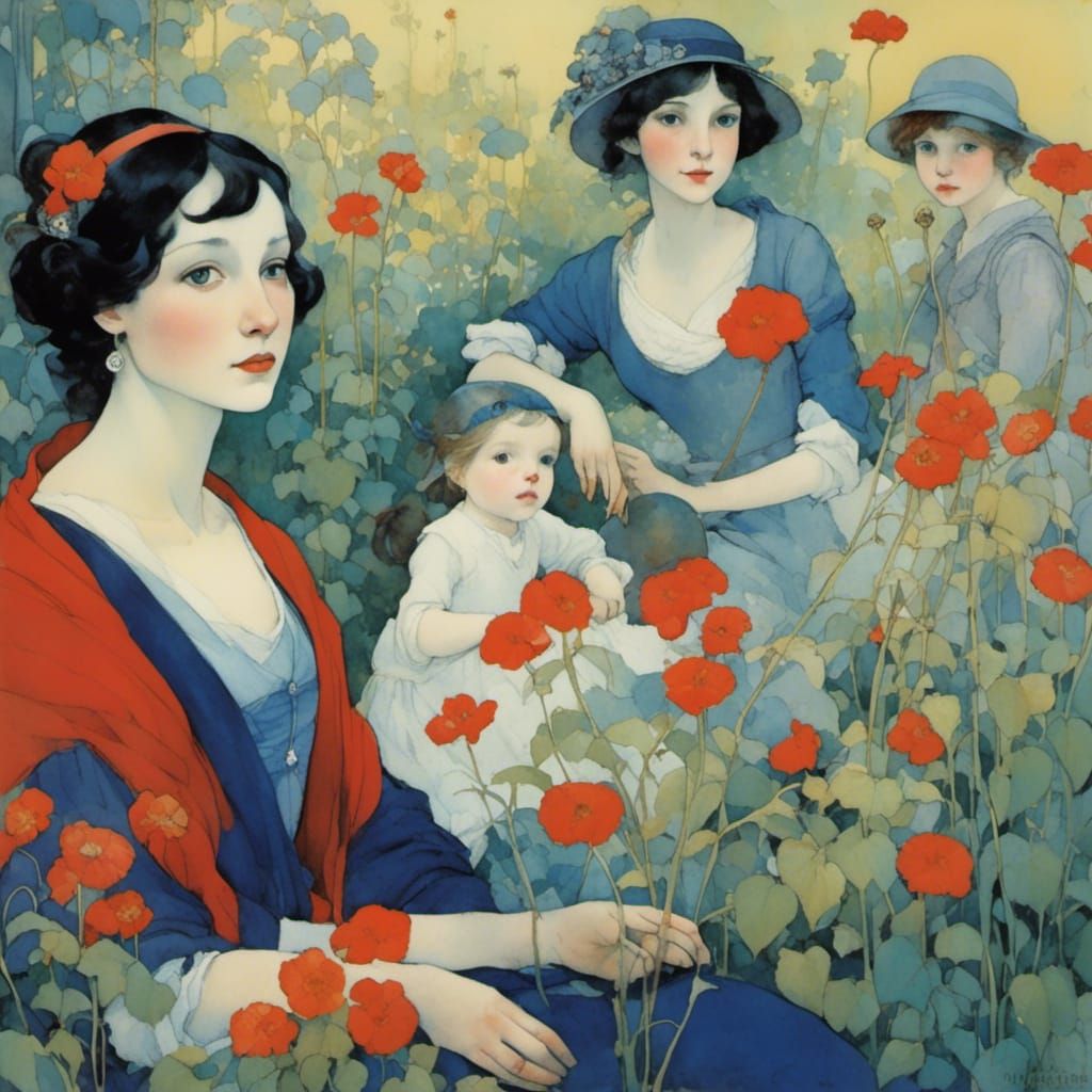 Art Nouveau Goddess in a Dreamlike Past World