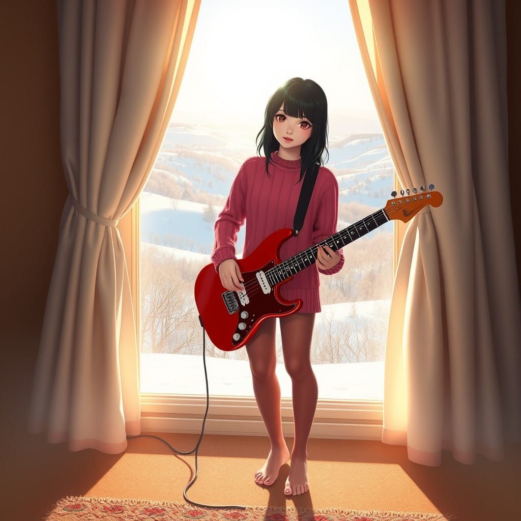 Cute Emo Woman in Cozy Morning Light