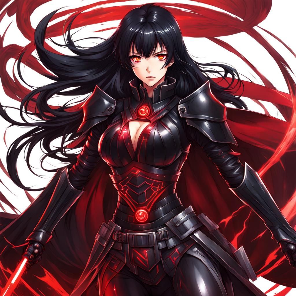 Evil Woman in Darth Vader Armor, Anime Style