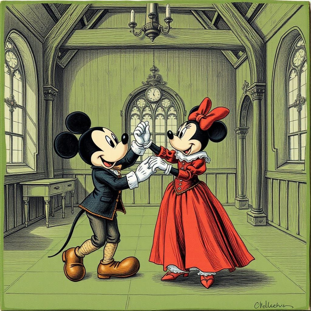 Mickey and Minnie Dance in Renaissance Style