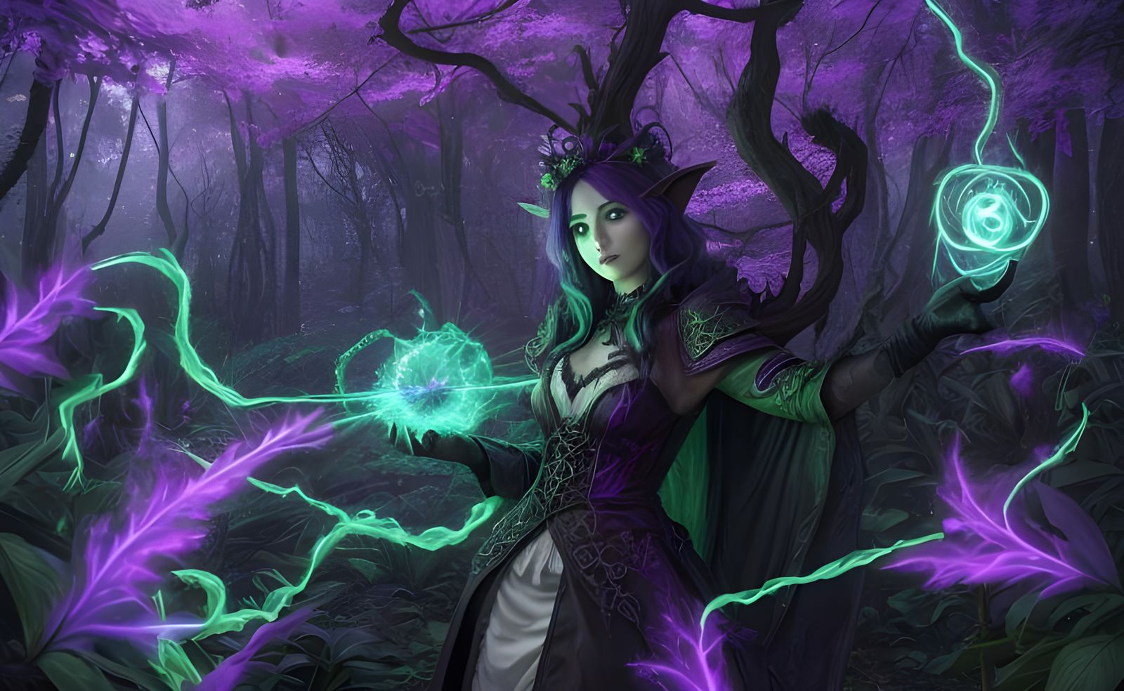 Sorcerer in Dark Fairytale Forest with Celtic Symbols