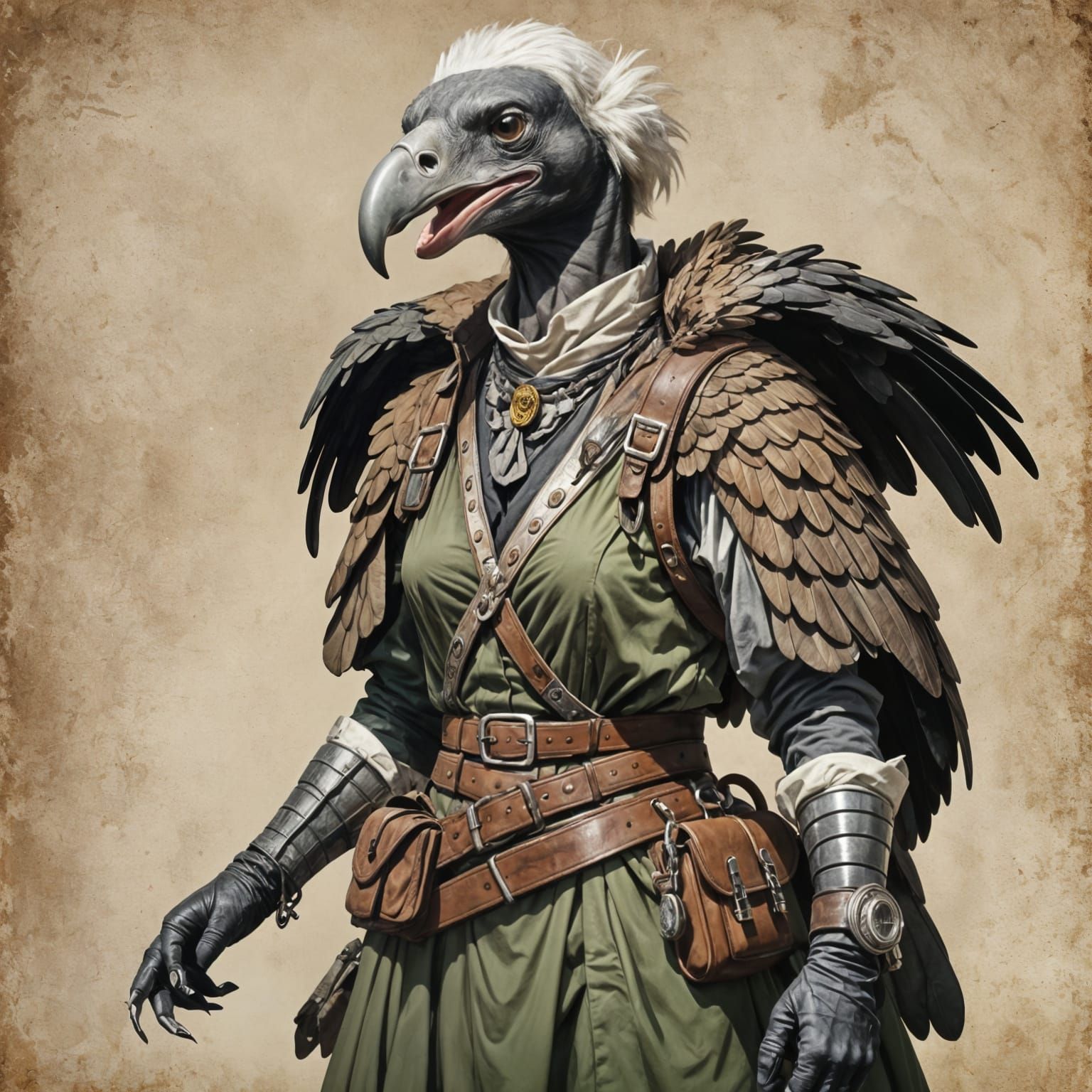 Anthropomorphic Vulture Charwoman Image