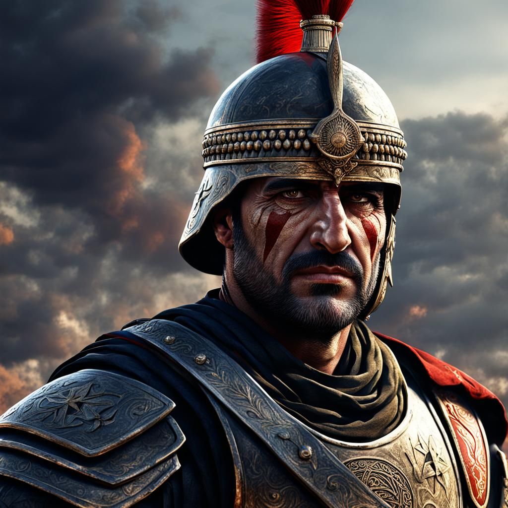 Proud Syrian Warrior in Matte Painting Style