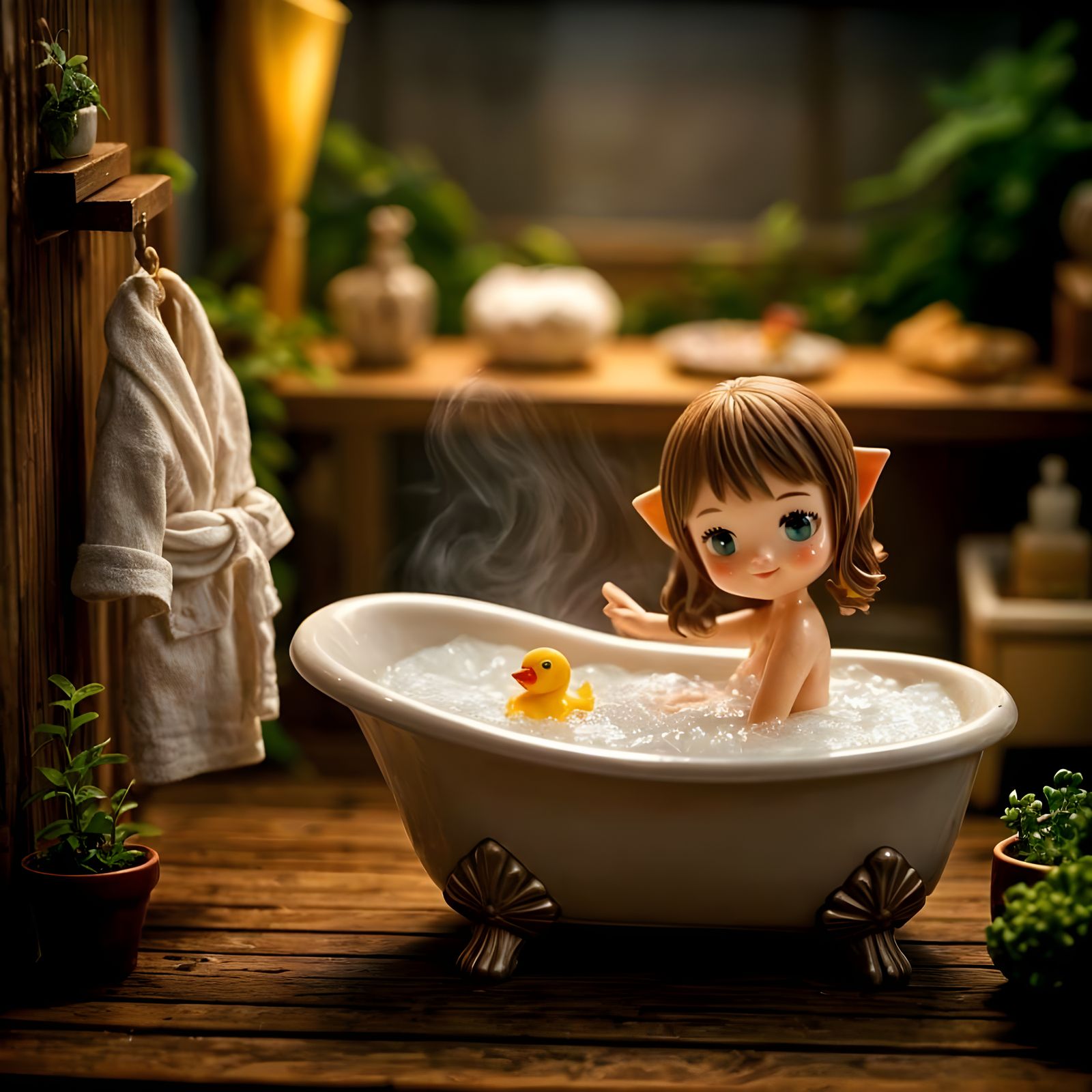 Pixie's Serene Bath in Miniature Oriental Diorama