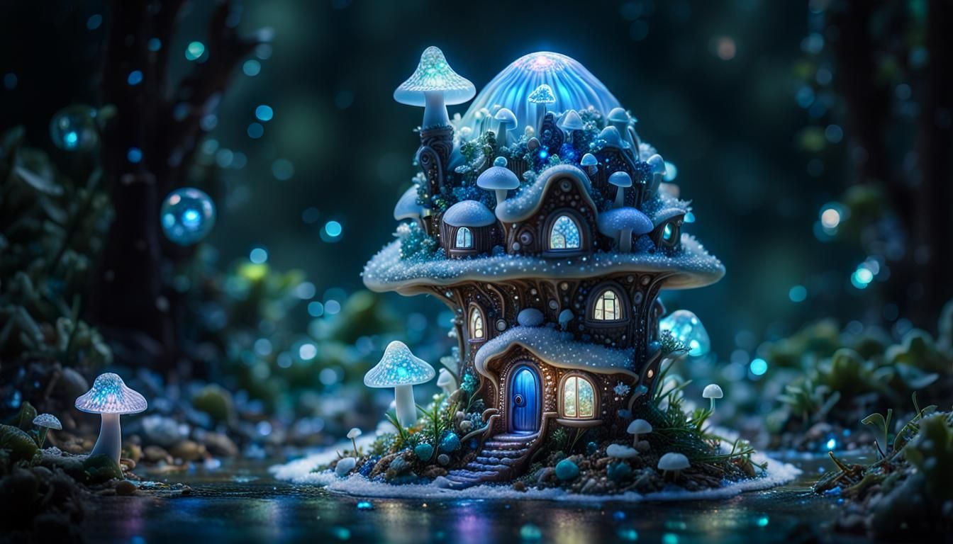 Bioluminescent Mushroom Home with Diamonds