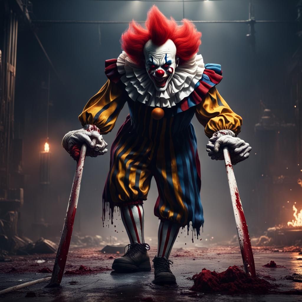Menacing Clown Scene in Detailed Matte Painting