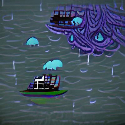 Eldritch Boat in Stormy Seas
