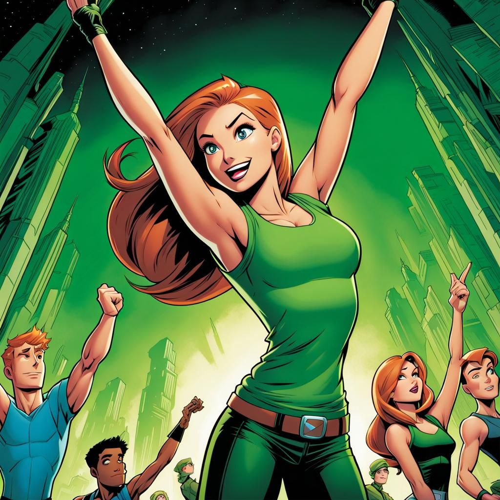 Kim Possible Comic Art in Green Tank Top