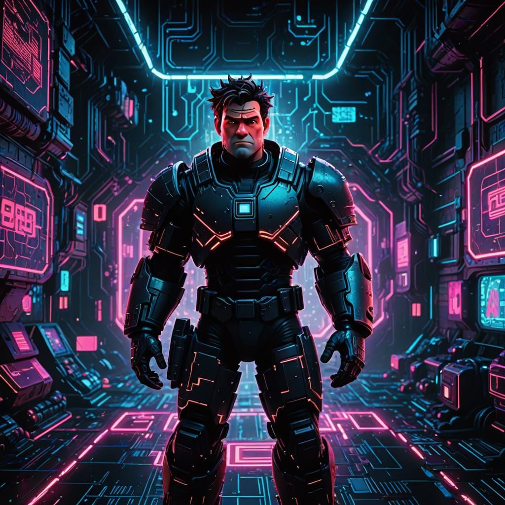 Wreck-It-Ralph in Cyberpunk Neon Cyberspace