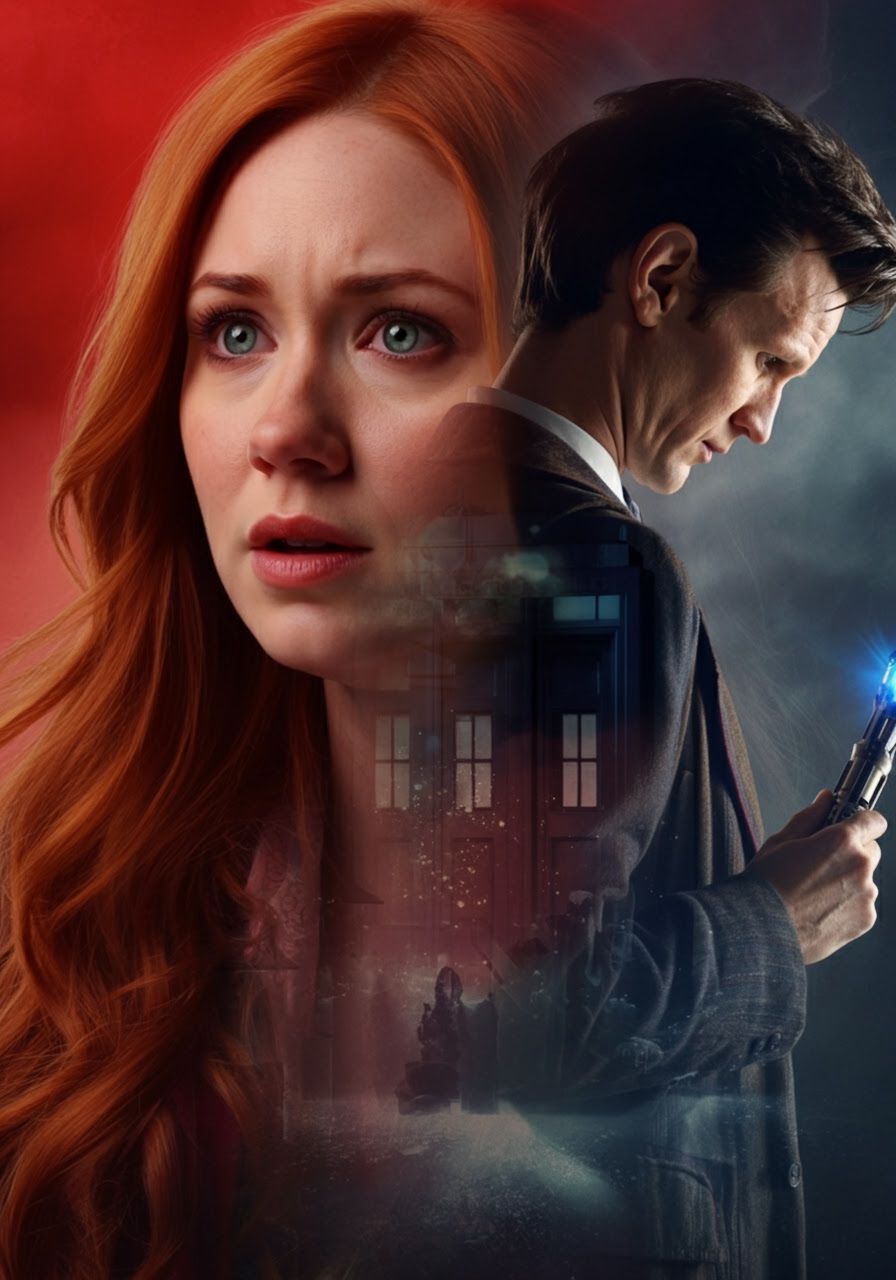 Amy Pond Double Exposure Portrait in Red and Black