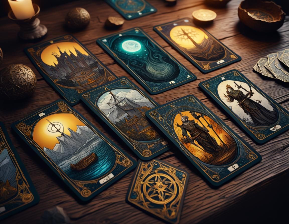 Intricate Tarot Card Illustrations as Matte Painting