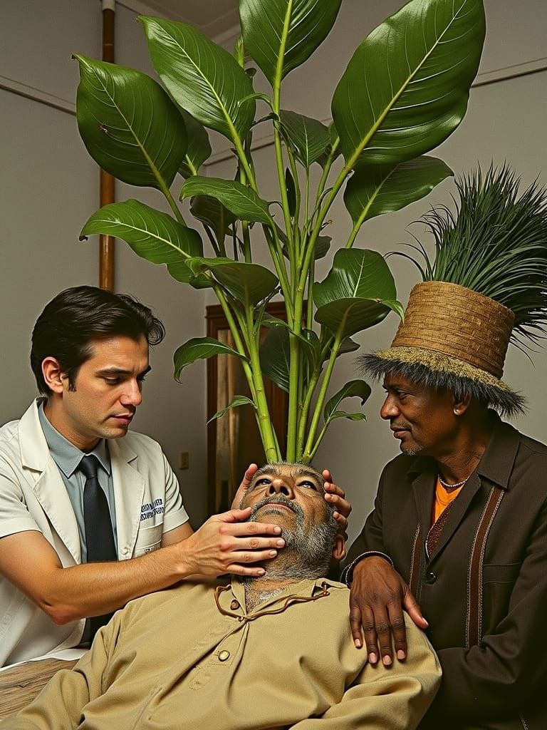 Doctors Consult Over Patient With Plant Growth