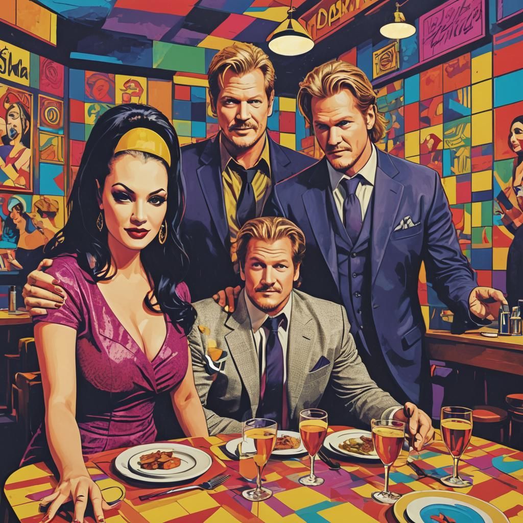 Aria Giovanni and Chris Jericho in a restaurant