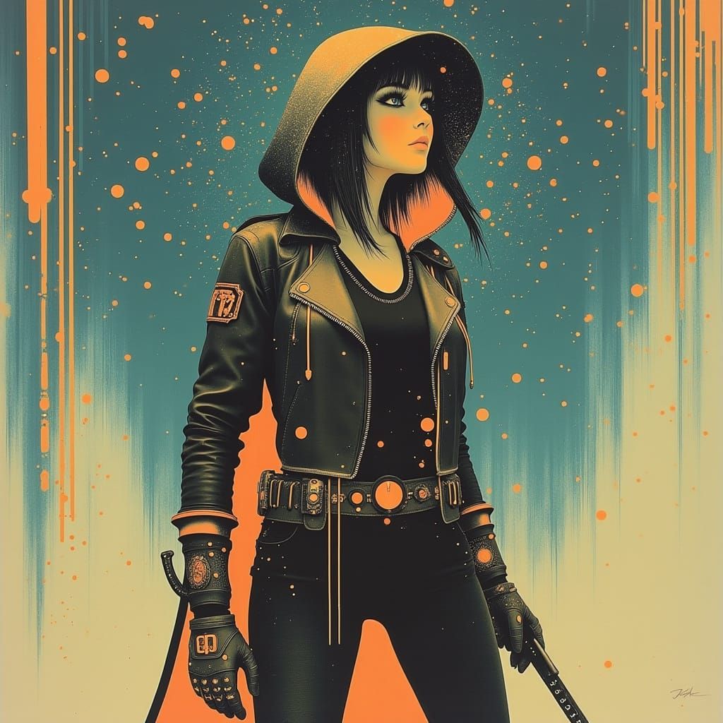 Time-Traveling Sorceress Assassin in Cyberpunk Steampunk Sty...