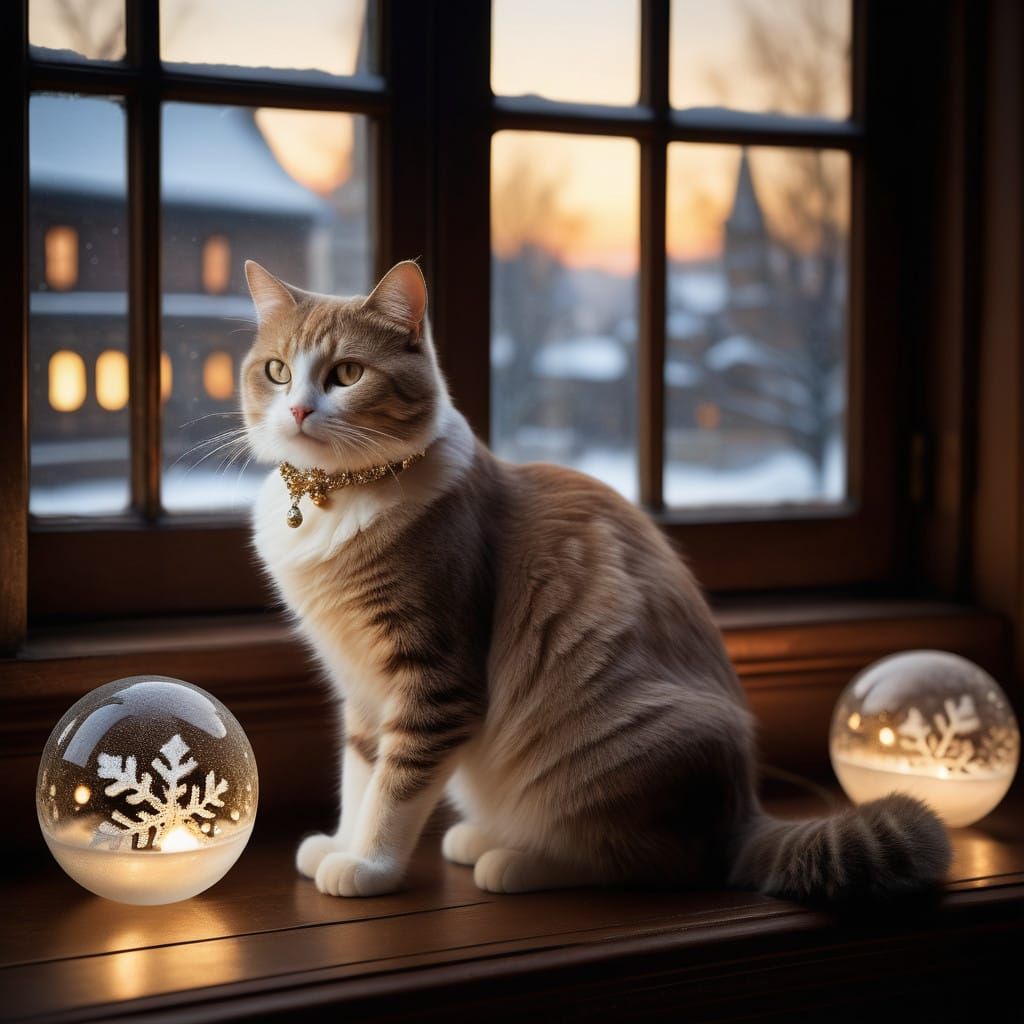 Petite Feline in Winter Opulence