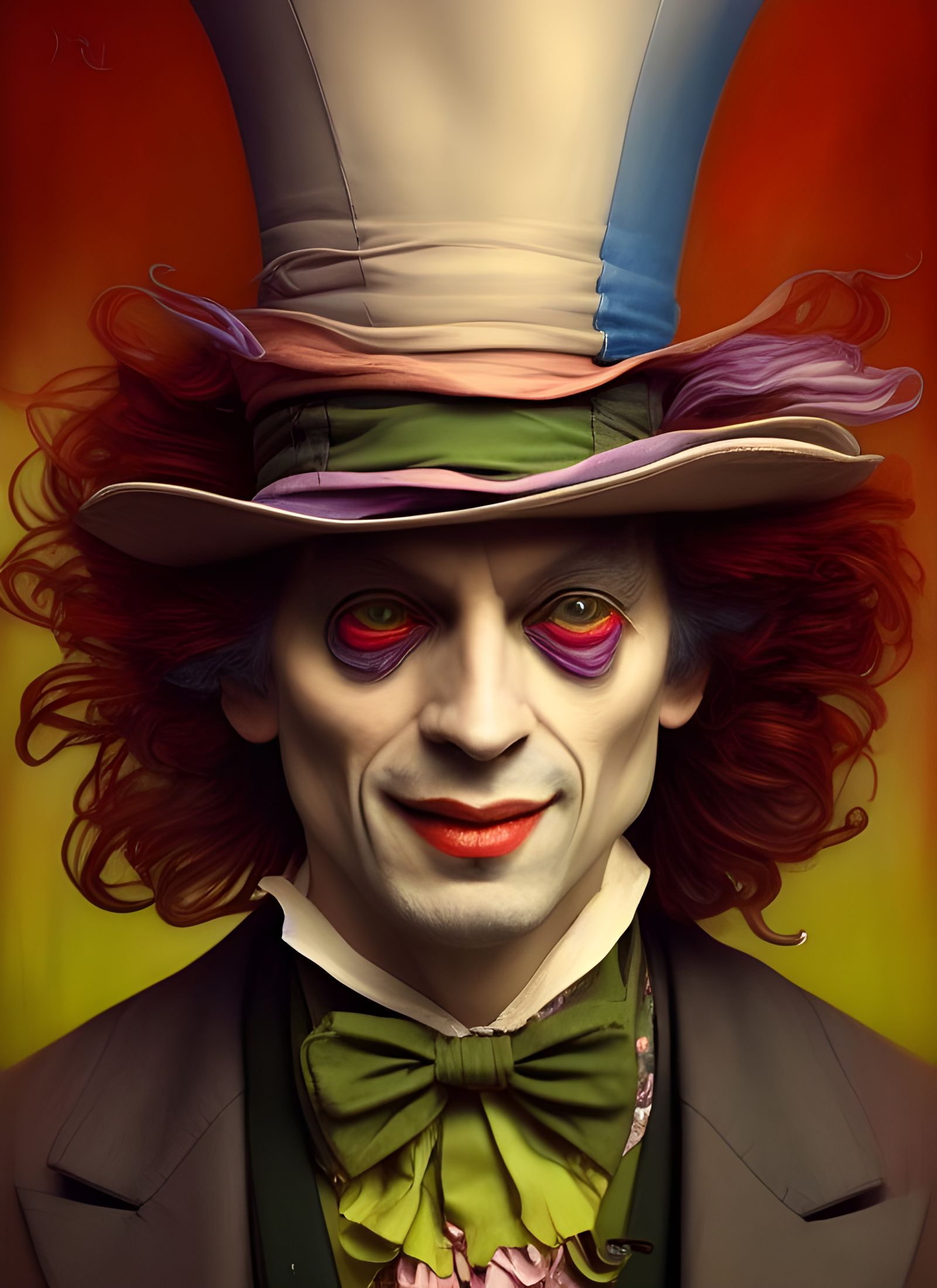 Mad Hatter Portrait in Digital Watercolor Style