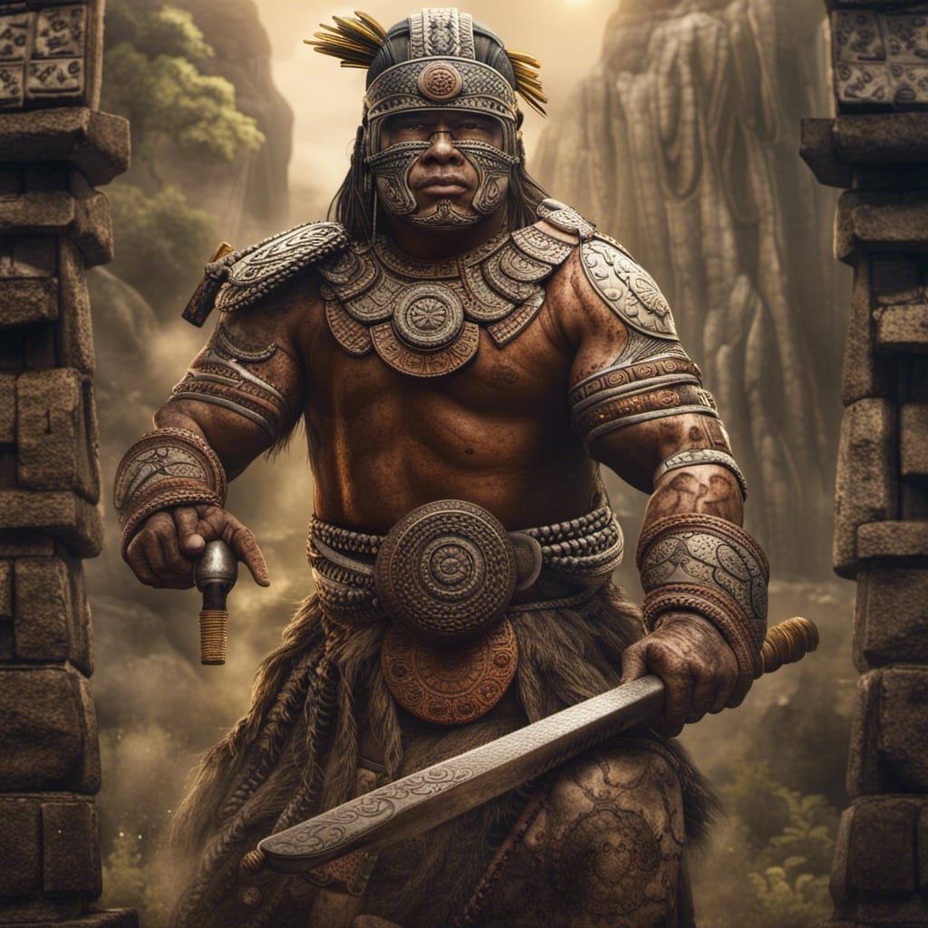 Hyperrealistic Olmec Warrior in Deep Color