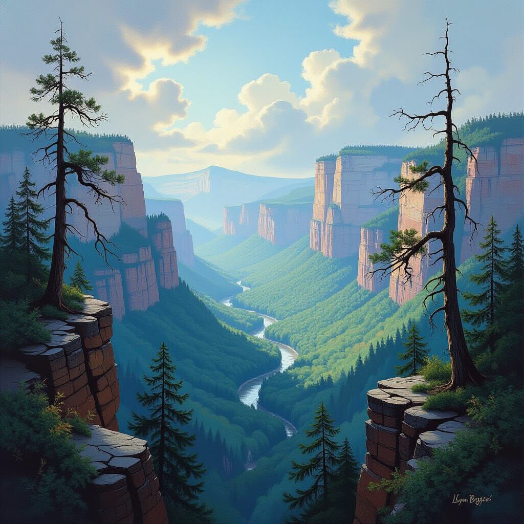 Wild Mountain Landscape as Impasto Painting