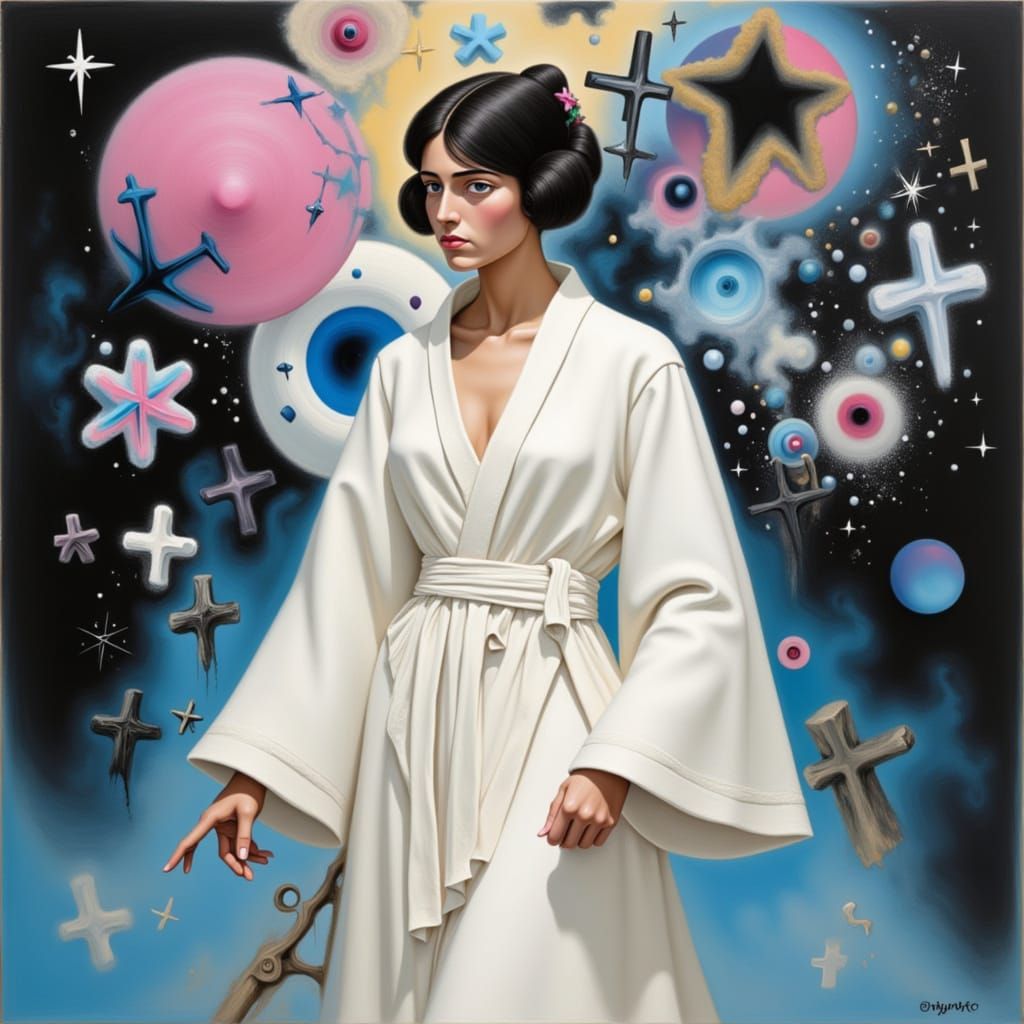 Princess Leia in Galaxy, Art Nouveau Style