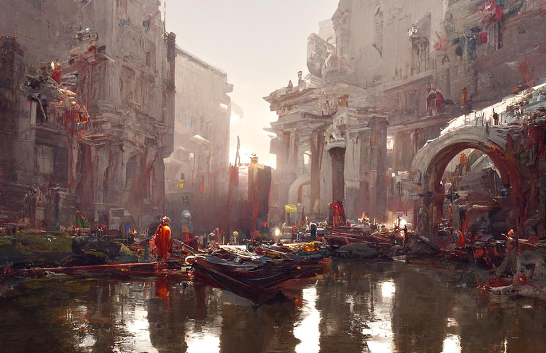 Detailed Roman City Render in Romanticism Style