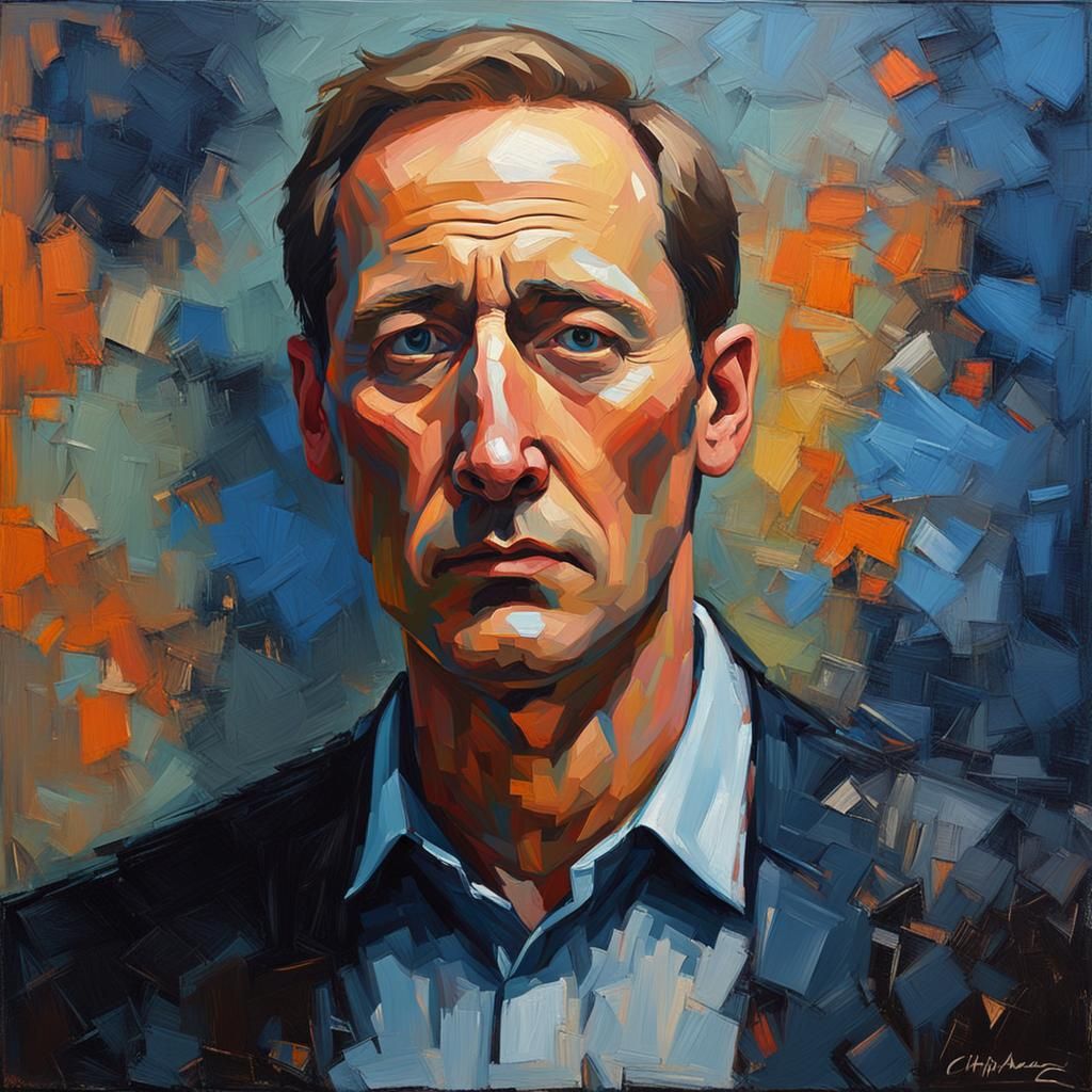 Expressionist Portrait with Impasto Textures and Vivid Color...