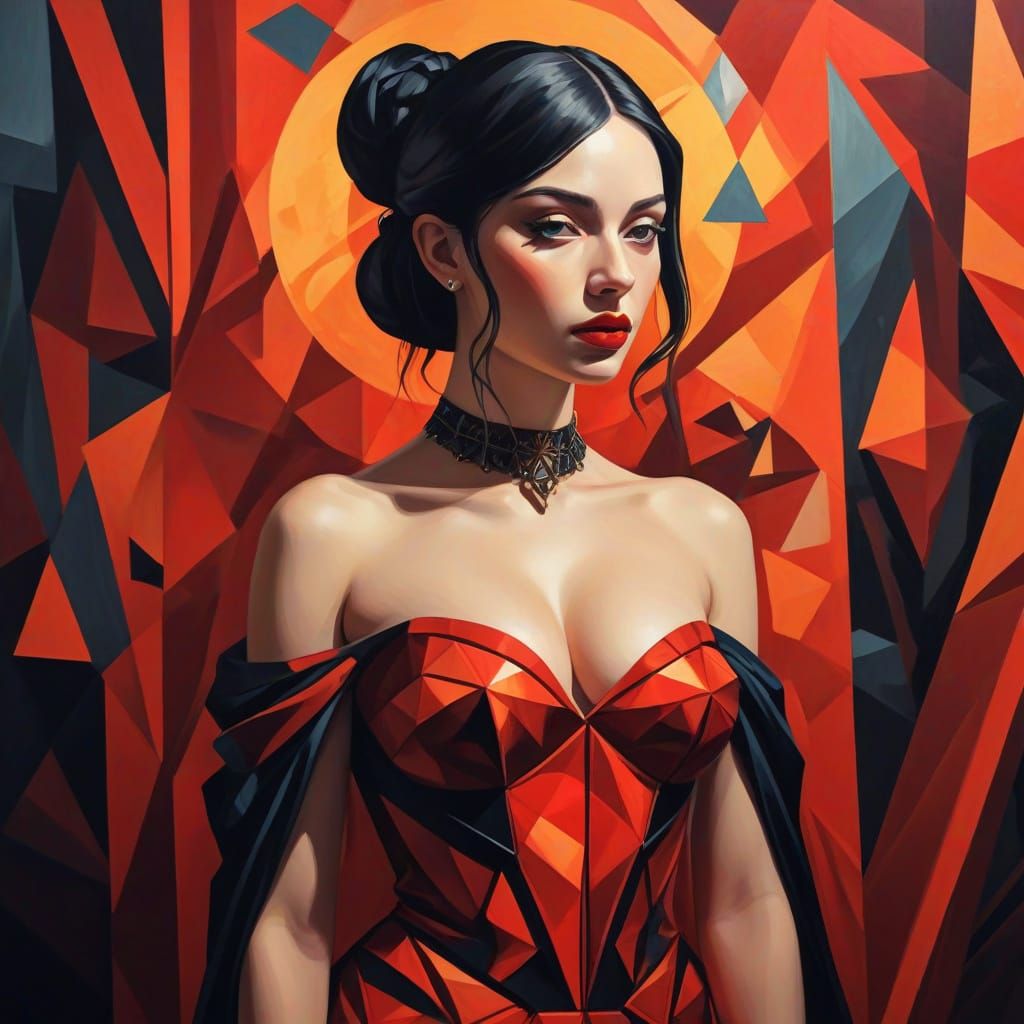 Gothic Demoness in Cubist Splendor